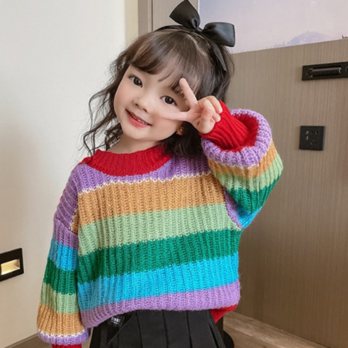 무지개니트 앨리홈 칼라무지개니트스웨터