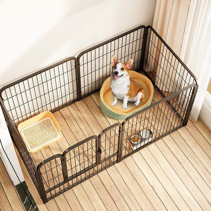 대형견 울타리 튼튼한 메탈 울타리 화장실 분리 울타리, 1개, 블랙