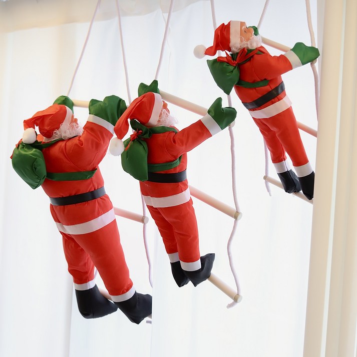 춤추는루돌프 KERNO 사다리 타는 산타 인형 크리스마스 소품 벽 트리 장식 오브제, 1개