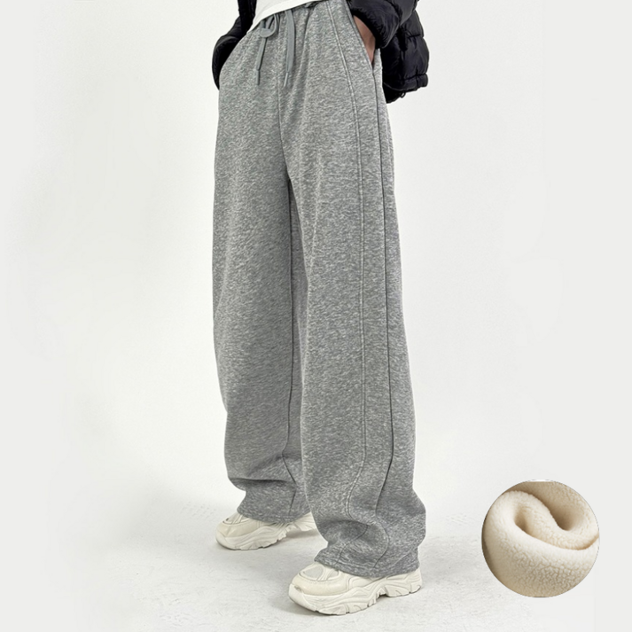 어반블룸 겨울 여성 기모 롱 와이드 루즈 핏 밴딩 트레이닝 팬츠
