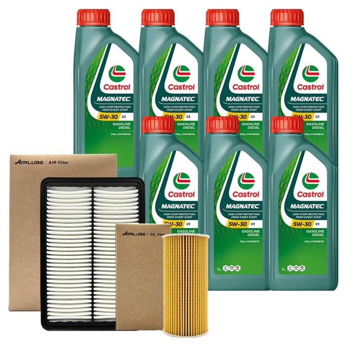 앤티스 올뉴쏘렌토 UM 디젤 2.0 eVGT 20142017년식 캐스트롤 마그네틱 엔진오일 1L x 7p  필터세트, 5w30, 1세트, 1L