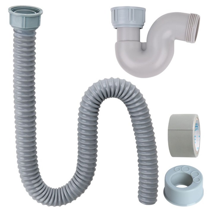 와이넷 국산 싱크대호스100cm 가로트랩 세트, 그레이, 1세트