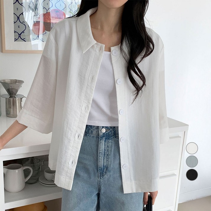 아피나르 여성용 7부 슬리브 쿨터치 셔켓