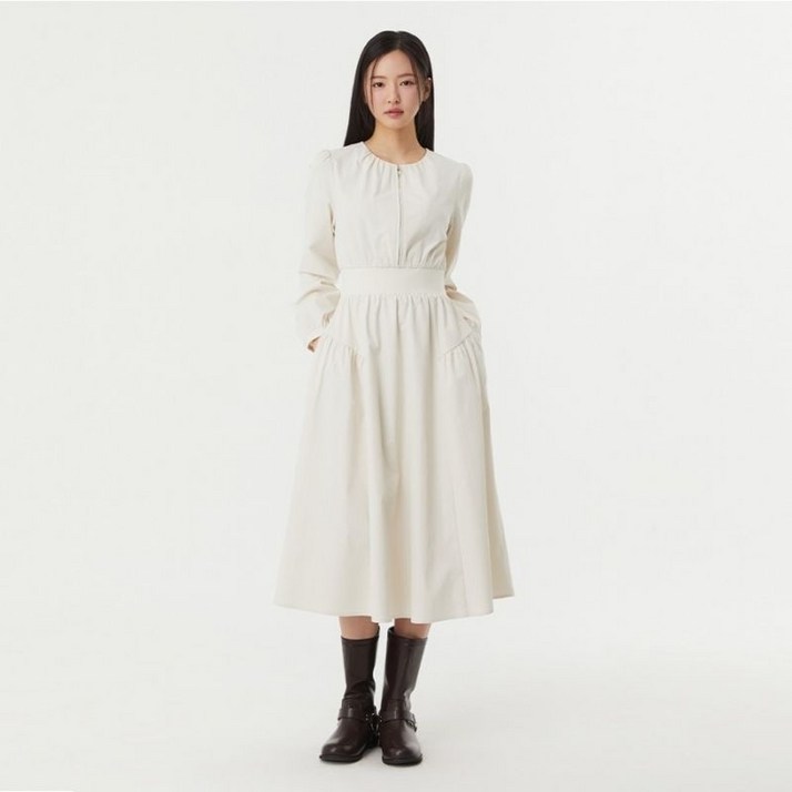 플라스틱아일랜드 넥셔링 시보리밴딩 반집업 원피스 PR1WO263 662632