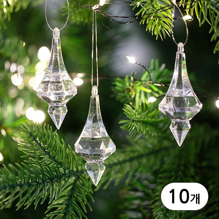 데코봉봉 투명 아크릴 오너먼트 샹들리에 10개 트리장식 트리오너먼트 크리스마스오브제 크리스마스소품 트리소품 크리스마스장식소품 투명오너먼트 크리스마스장식볼 트리장식볼
