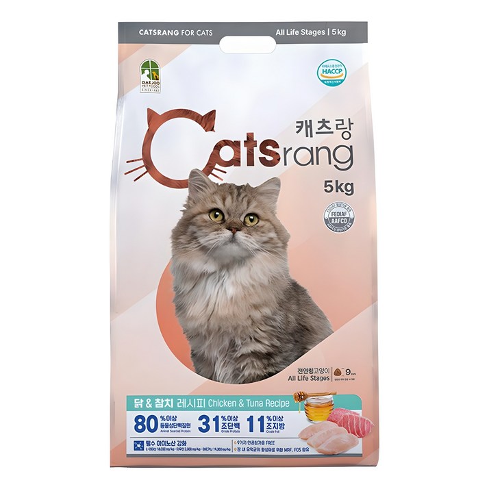 캐츠랑 NEW 전연령 고양이 건식사료, 닭+참치, 5kg, 1개