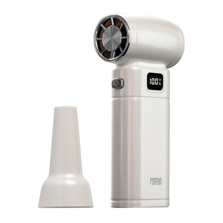 포른 휴대용 선풍기 미니 무선 에어건 핸디 손선풍기, 화이트