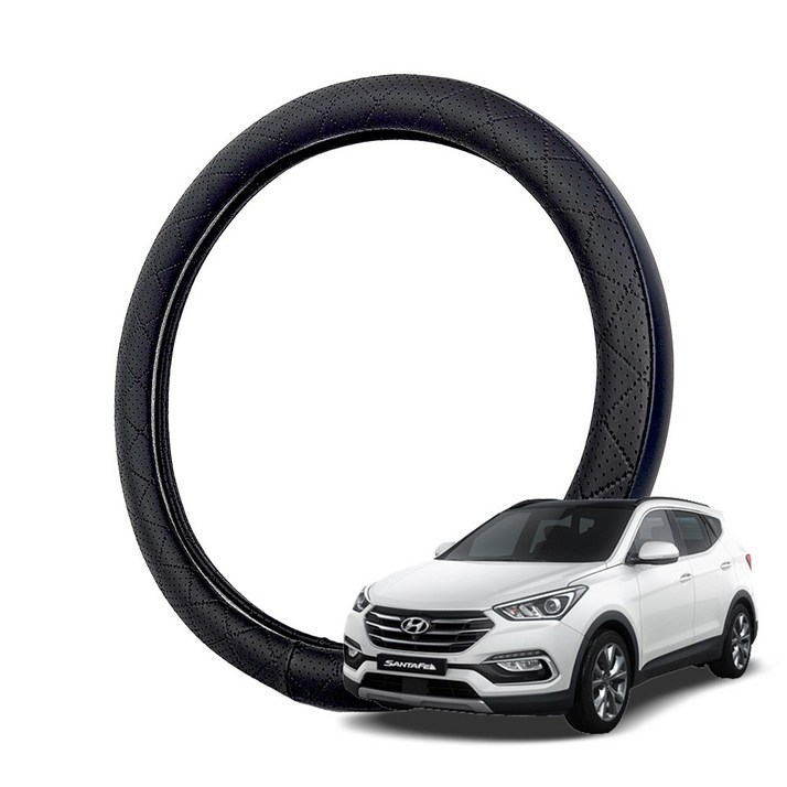 딜온 프리미엄 엠보형 타공 듀얼라인 국내생산 핸들커버, 싼타페DM 모노블랙