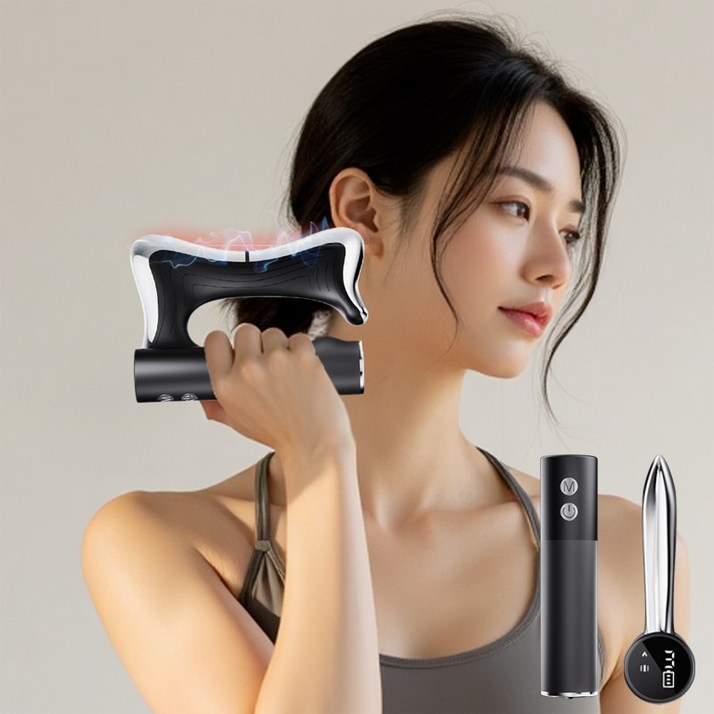 YINUO 근막 괄사 저주파 마사지기 저주파기 고성능 미세전류 바디 라인 관리 M062, 블랙