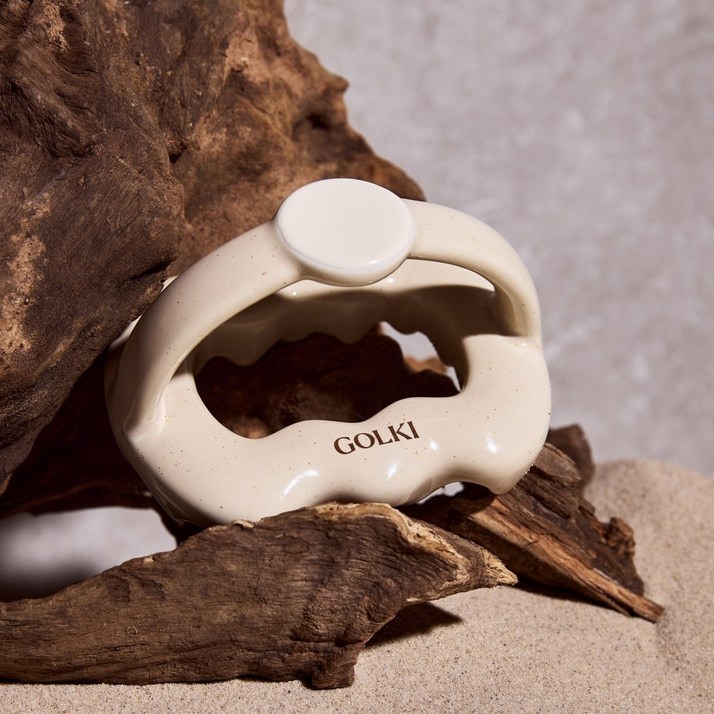 약손명가 골기 바디 스톤 팔 복부 등 다리 마사지기, 베이지, 1개