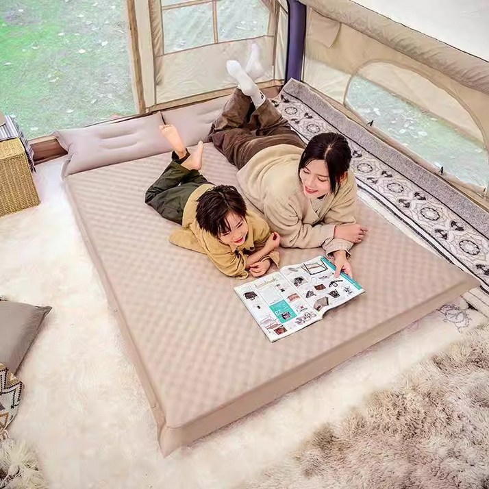 [SMTONE] 캠핑용 차박용 자충 에어매트 휴대용 매트리스 캠핑매트리스 에어침대 차박 텐트매트, 더블-5CM-카키