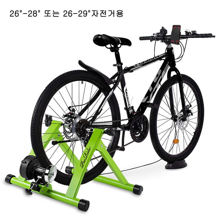 트레이너 고정로라 저항 6단 리모트 즈위프트 실내자전거 라이딩, 그린