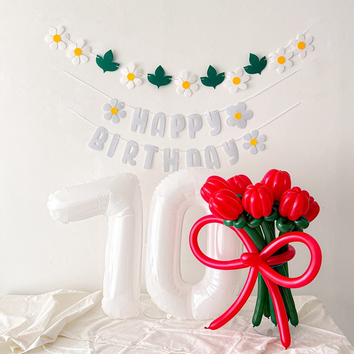 하피블리 환갑이벤트 꽃풍선 환갑 칠순 생일파티용품 세트, 1개, 칠순세트