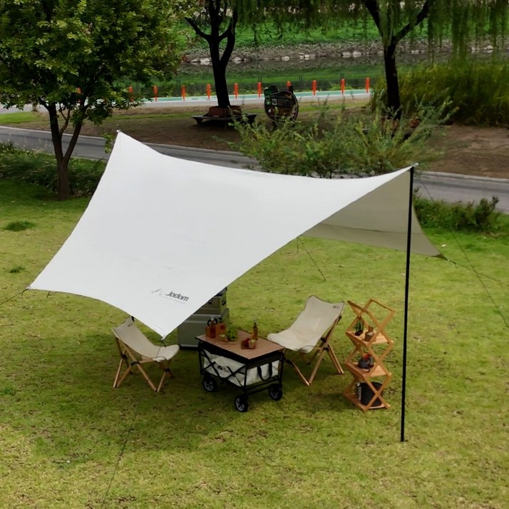 한여름 쿨 할인이벤트 자담캠핑 헥사타프 4~6인용 UV실버코팅 방수 차광 쉘터형 2.5mm폴대 스트링 포함 그늘막 차박 피크닉용