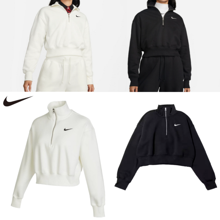 국내매장판 나이키 맨투맨 티셔츠 기모 반집업 여성맨투맨 크롭 데일리 여자 티셔츠 플리스 하프 카라 긴팔 오버핏