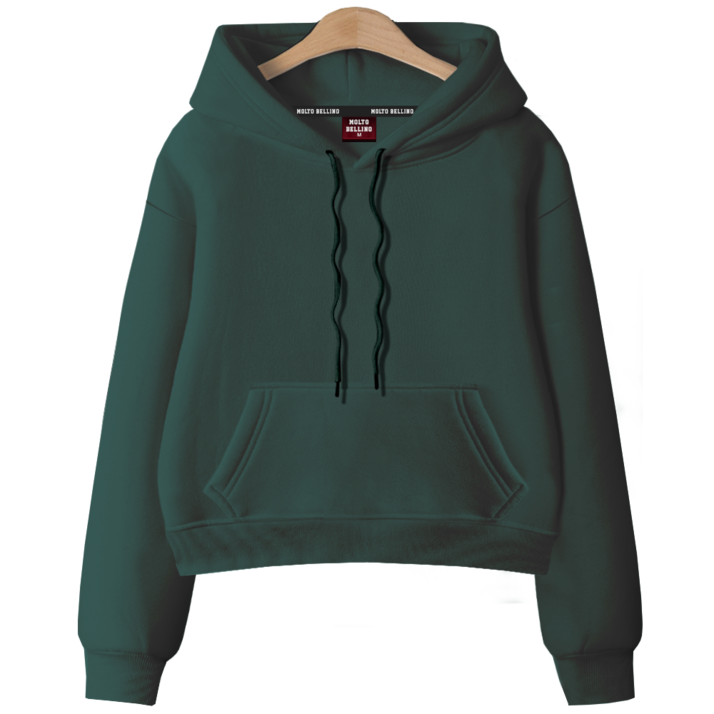 [ANSANGSA] 따뜻한 기모 무지 여성 semi크롭 루즈핏 후드 티셔츠