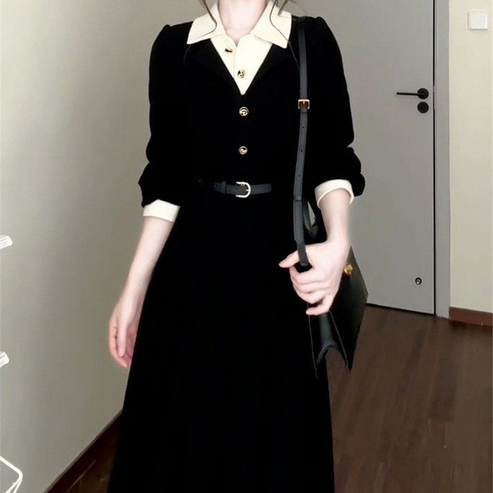 스타일닥터 여성 롱 원피스 패션 카라넥 긴팔 캐주얼 원피스 빅사이즈 봄가을 데일리룩 셔츠원피스