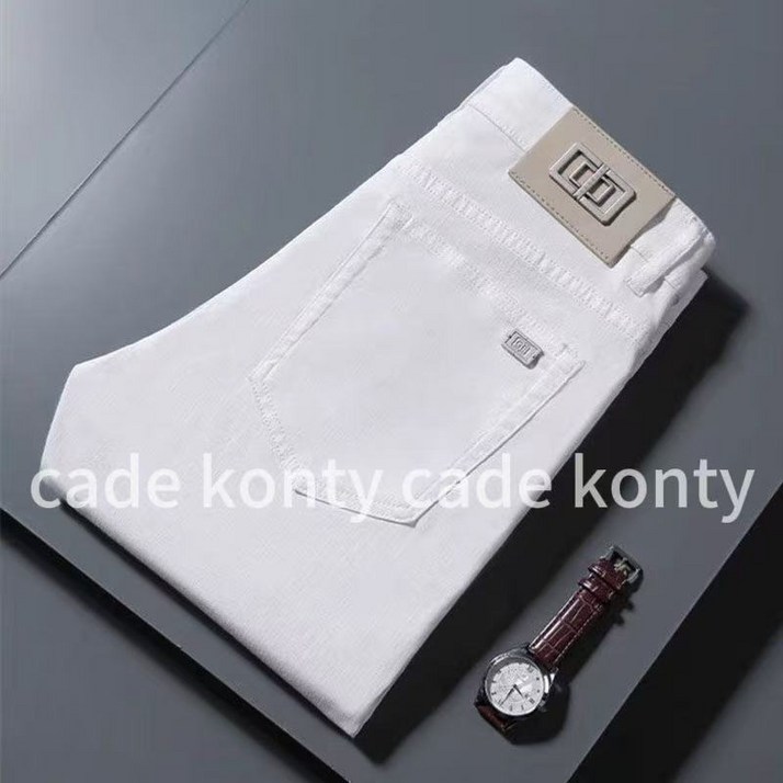 cade konty남자명품청바지 보세화이트 청바지 남성 활용도 높은 스트레치 캐주얼 바지cade konty