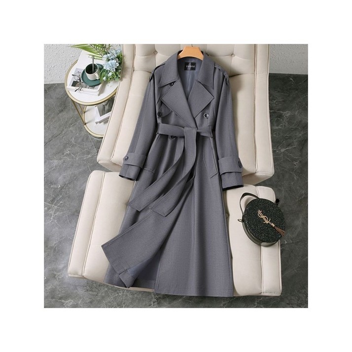 COSYEVNO 여성 봄 가을 더블 버튼 트렌치코트 코트 LFHckfy-4