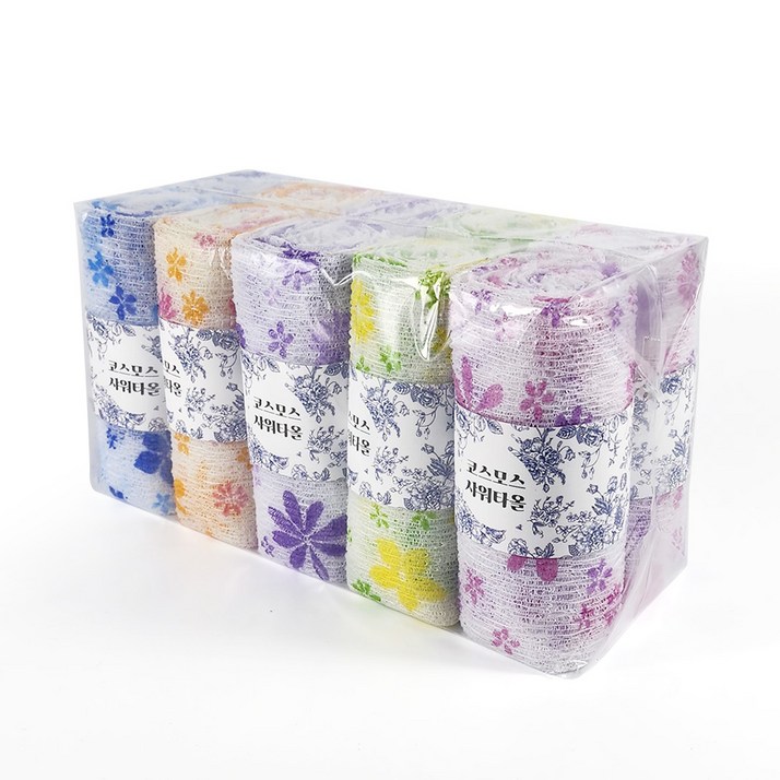 국내생산 까슬시원한 코스모스 샤워타올, 1개, 10개입, 혼합색상