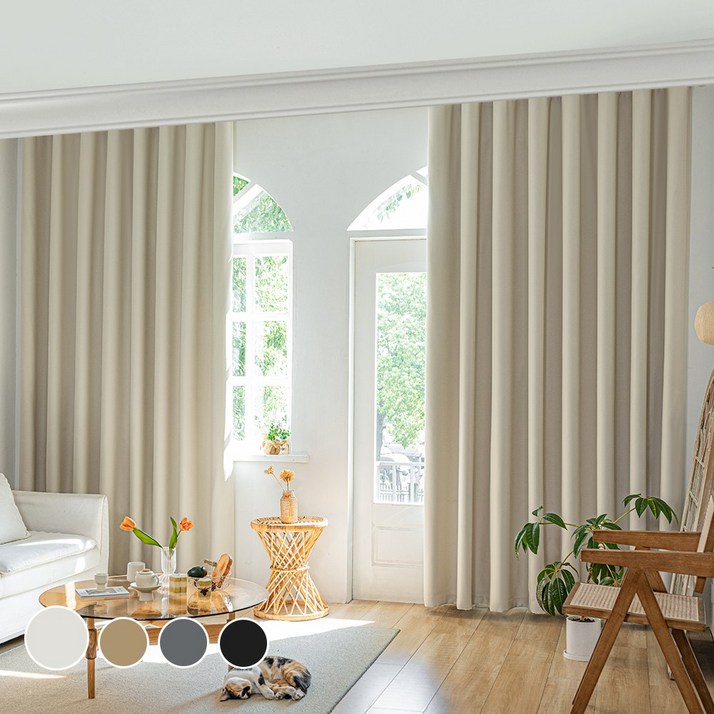 11 HOMEY NEST 빛차단 3중직 단열 방풍 암막커튼 거실 커텐 핀형 레일형