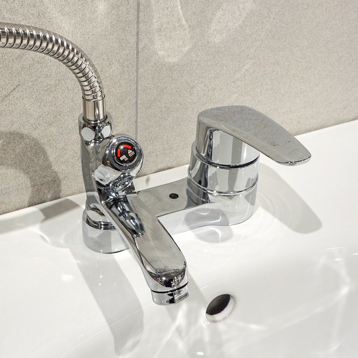 아바스 국산 KS인증 2홀 샤워겸용 수도꼭지 샤워수전 욕실 화장실 4인치 세면대수도꼭지 세면대수전