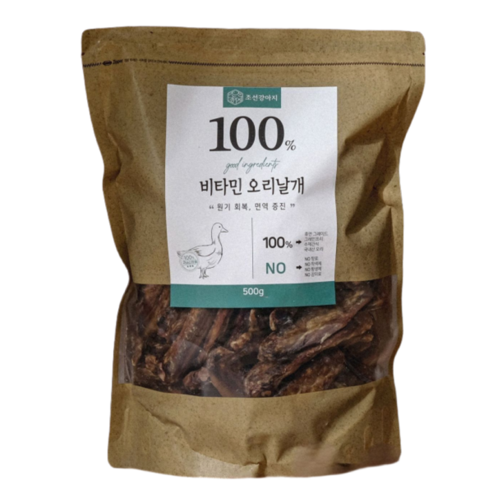 조선강아지 대용량 국산 강아지 수제간식, 비타민 오리날개, 500g, 1개