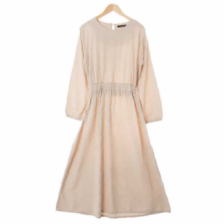 8826 코데즈컴바인 다크베이지 레이온혼방 라운드넥7부셔링원피스 Free