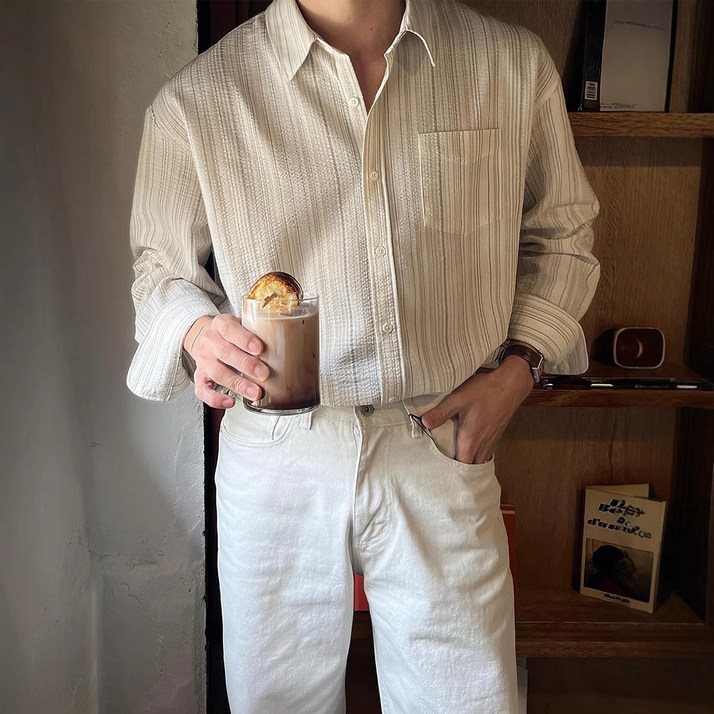 style dr 남성용 셔츠 어깨넓어보이는 캐주얼 셔츠 링클프리 스트라이프셔츠 사계절 캐주얼 셔츠 style dr 남성용 셔츠 어깨넓어보이는 캐주얼 셔츠 링클프리 스트라이프셔츠 사계절 캐주얼 셔츠