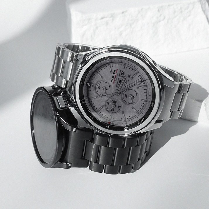스트랩맨 갤럭시워치7 6 5 4 원터치 풀세트 메탈 스트랩+케이스+강화유리2장+공구 44mm 40mm 클래식 47mm 43mm 프로 45mm 시계줄, 1개