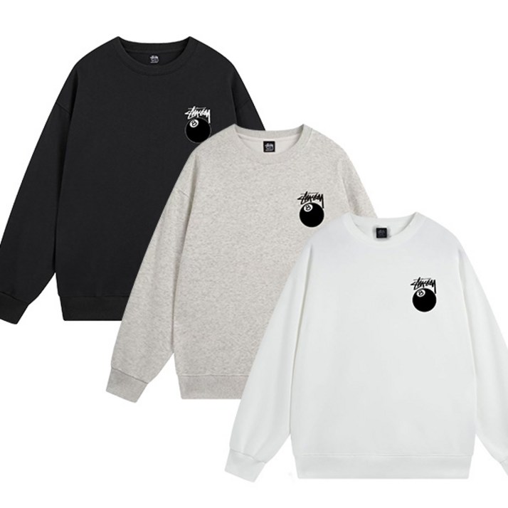 스튜시 SS24 블랙하치 프린트 팔구프린팅 오버핏 기모 라운드넥 맨투맨 긴팔 아메리칸 빈티지 맨투맨 남녀 공용 1915022T