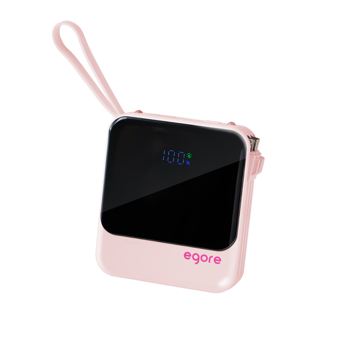 에고르 미니 22.5W 고속충전 일체형 5in1 보조배터리 10000mAh, 핑크