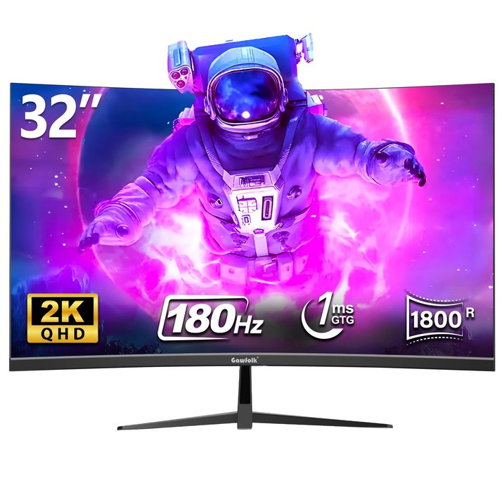 32인치 울트라 와이드 커브드 게이밍 모니터, 4K UHD 160Hz, 2K QHD 180hz 1800R, 16:9 와일드 커브드 모니터 Gawfolk 할인중