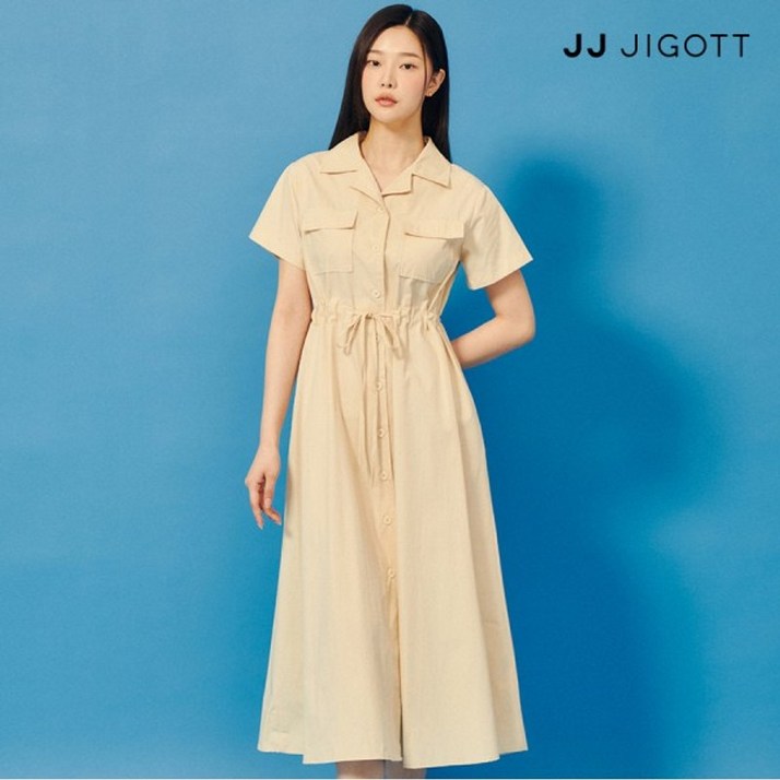 JJ지고트    스트링 오픈 칼라 셔츠 원피스 GP6P0OPW31