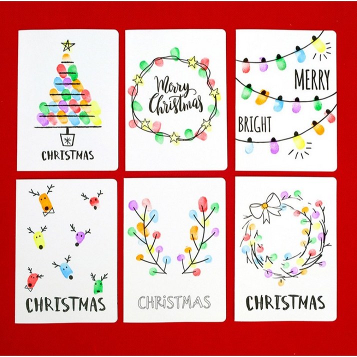 오키지 핑거프린팅 DIY 크리스마스 카드 만들기 세트