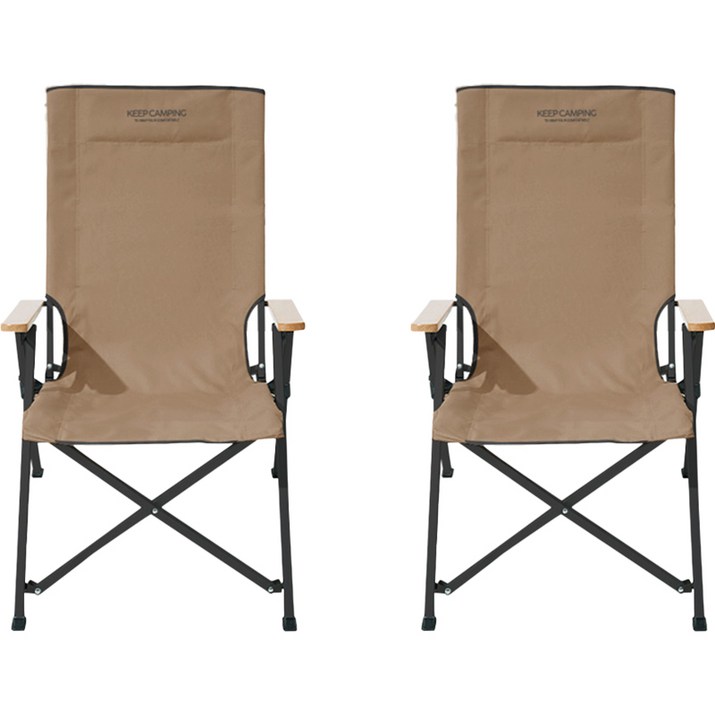 KEEP 캠핑 각도조절 코지 릴렉스 체어 접이식 의자, 탄, 2개 7455593097