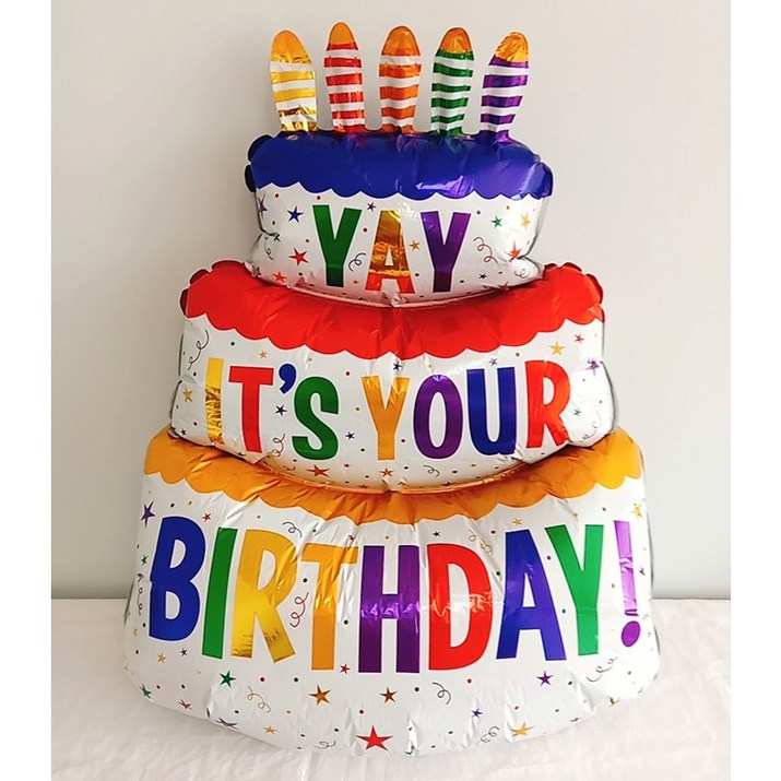 [당일출고] 1m 케이크풍선 케잌풍선 3단 은박풍선 초대형 생일케익 생일 파티풍선 가랜드 6