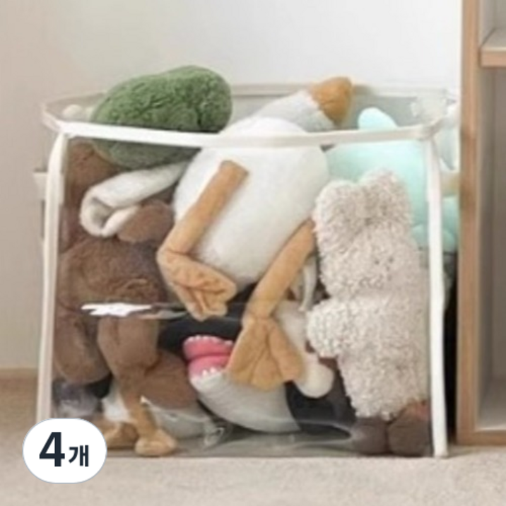 굿무드 레고정리 수납함, 투명, 4개