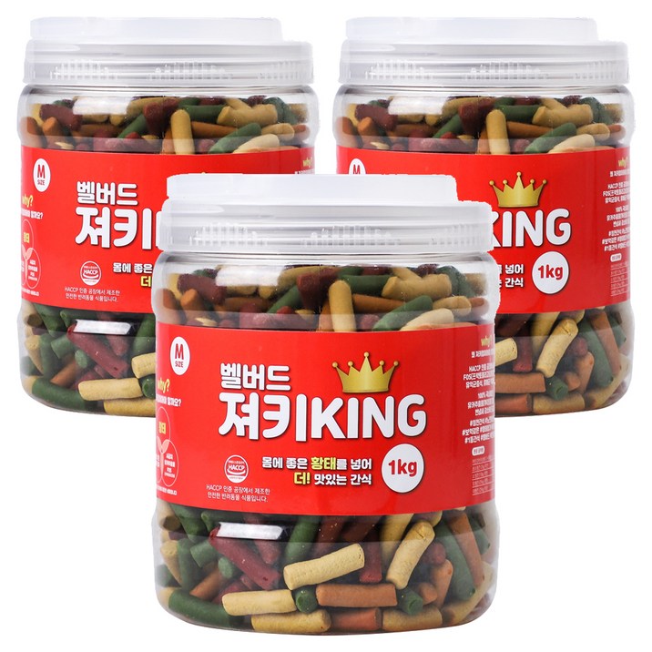 벨버드 강아지 가수분해 져키킹 M, 혼합맛(황태/연어/참치/오리/치즈), 1kg, 3개