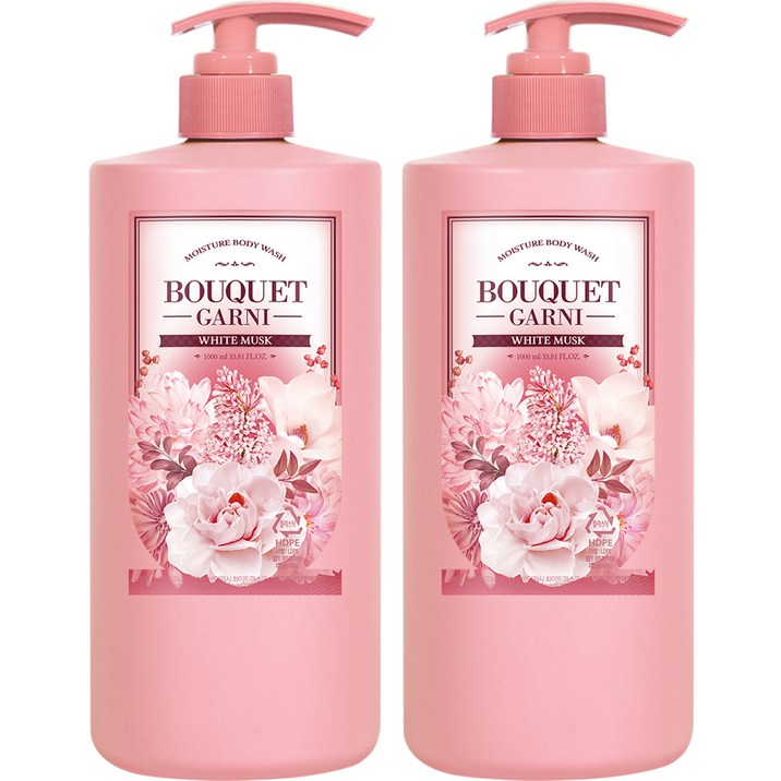 부케가르니 모이스처 바디워시 화이트머스크향, 2개, 1000ml