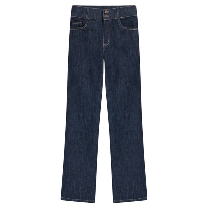 올리브데올리브 여성용 투버튼 세미부츠컷 기모 데님 팬츠