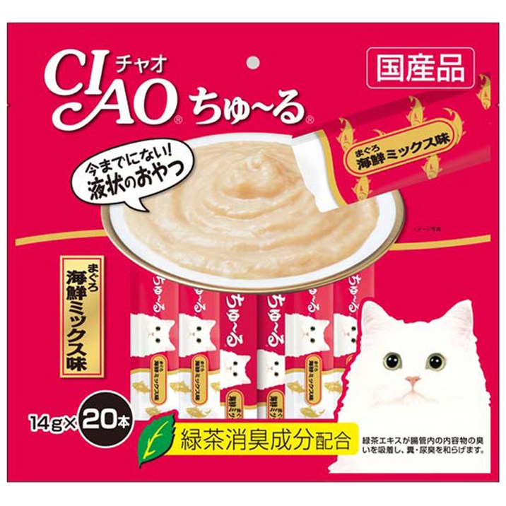 이나바 고양이 챠오 츄르 20P, 참치해산물, 56g, 1팩 이나바 고양이 챠오 츄르 20P, 참치해산물, 56g, 1팩