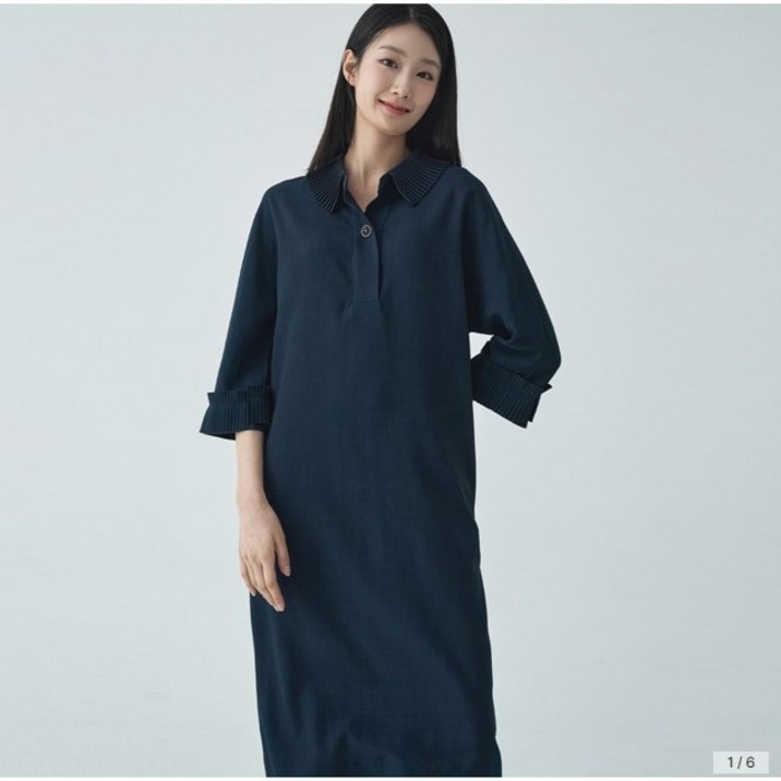 지센/파격할인 여성 소매 플리츠 원피스