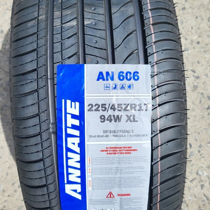 안나이트 신품타이어 225/45R17 아반떼 I30 아이오닉 K3 카렌스 크루즈 2254517 일산 김포 파주, 1개