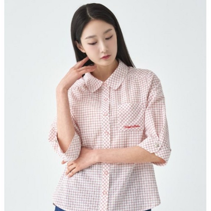 지센뉴코아창원점  여성잔체크자수포켓블라우스 ## 비치치 않고 시원한 아이템