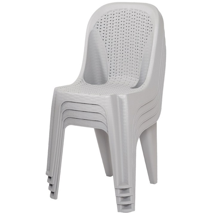 지오리빙 창신 라탄등받이 플라스틱 의자 4개 체어 야외 카페 업소용 펜션 비치 프라스틱, 4개, 그레이