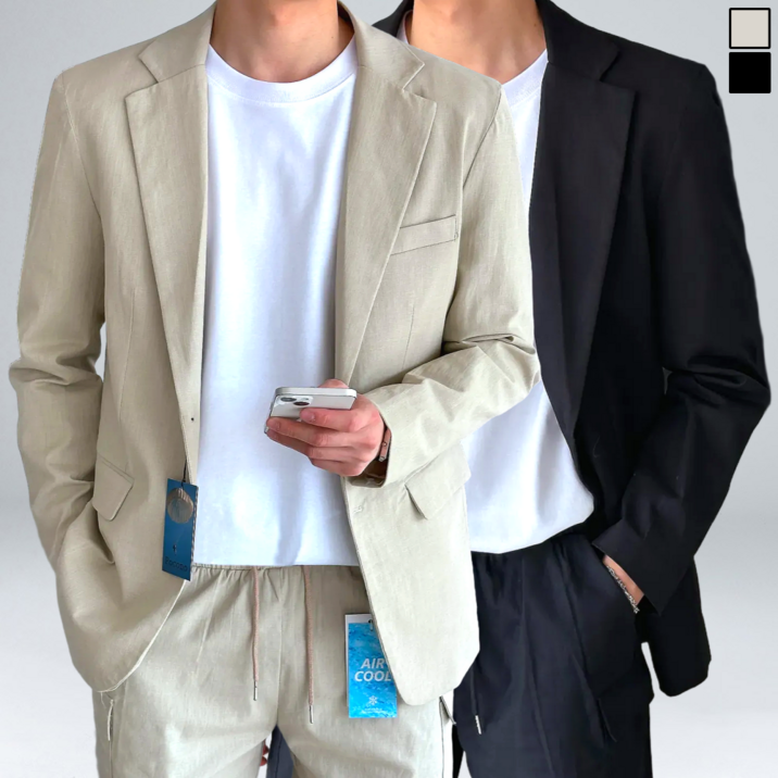 남성용 빅사이즈 린넨 정장 싱글 블레이져 자켓 (6233-1)