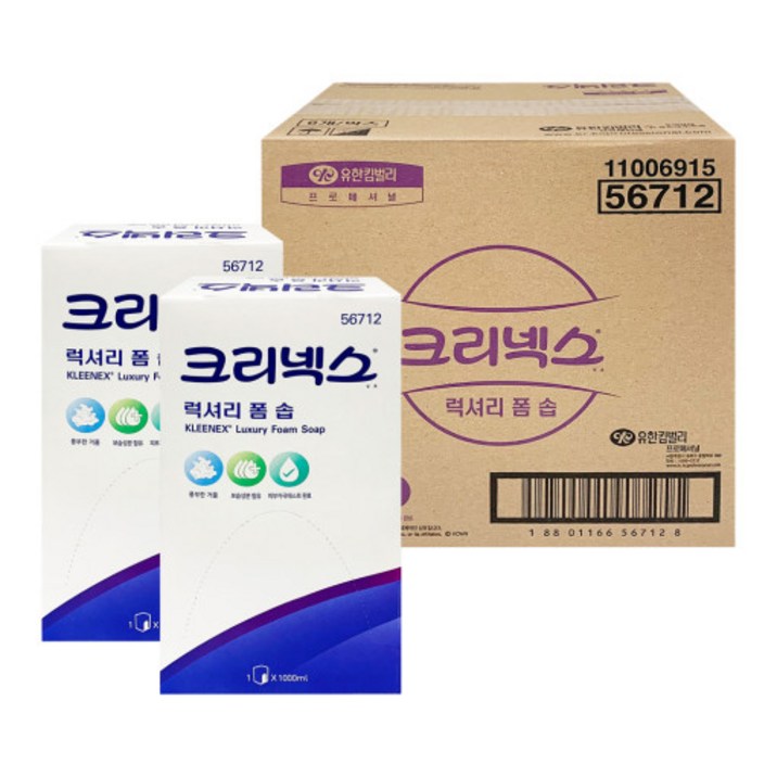 크리넥스 56712-크리넥스 럭셔리 폼 솝1000ml 6개, 6개, 1L