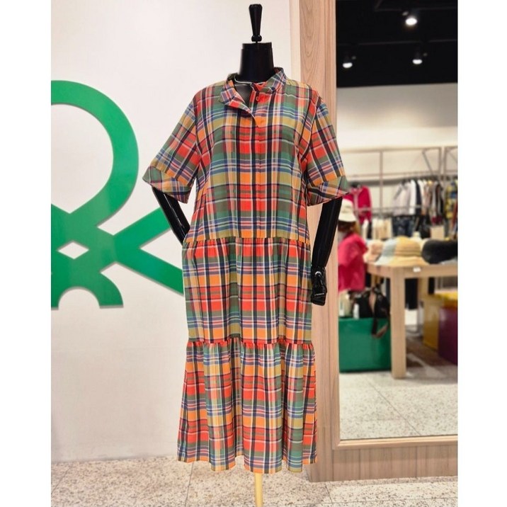 베네통 루즈핏 체크롱원피스 BAOPE1431 BAOPE1431EDBS