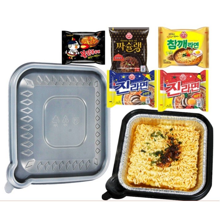 발열 라면용기  5세트 비화식 발열사각용기 도시락용기 스팀용기 발열용기